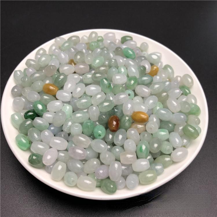 (10 pcs/pack) Myanmar jadeite A goods jade beads long beads 6x8mm woven jewelry jade beads 2