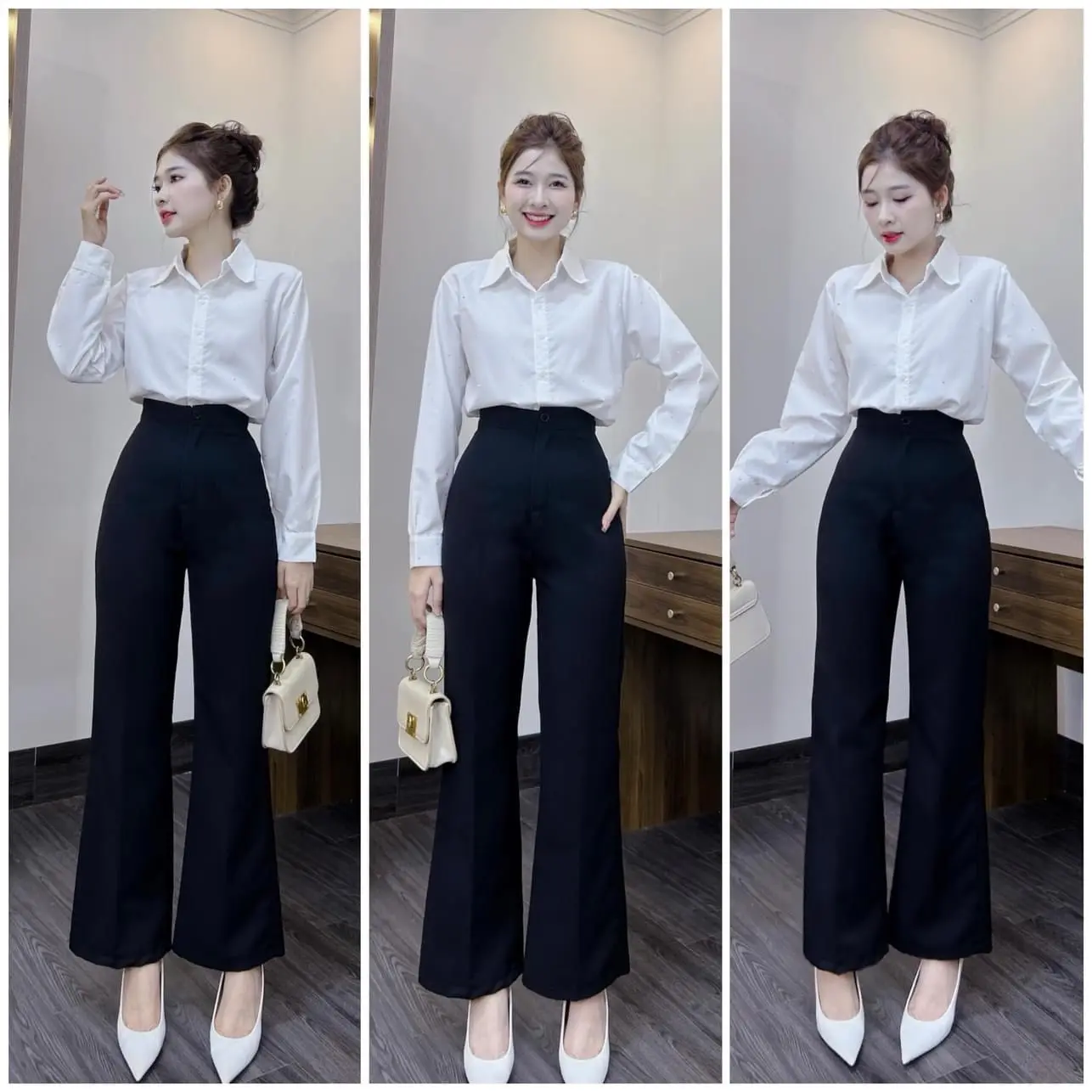 Quần tây loe nhẹ sang chảnh 1 nút