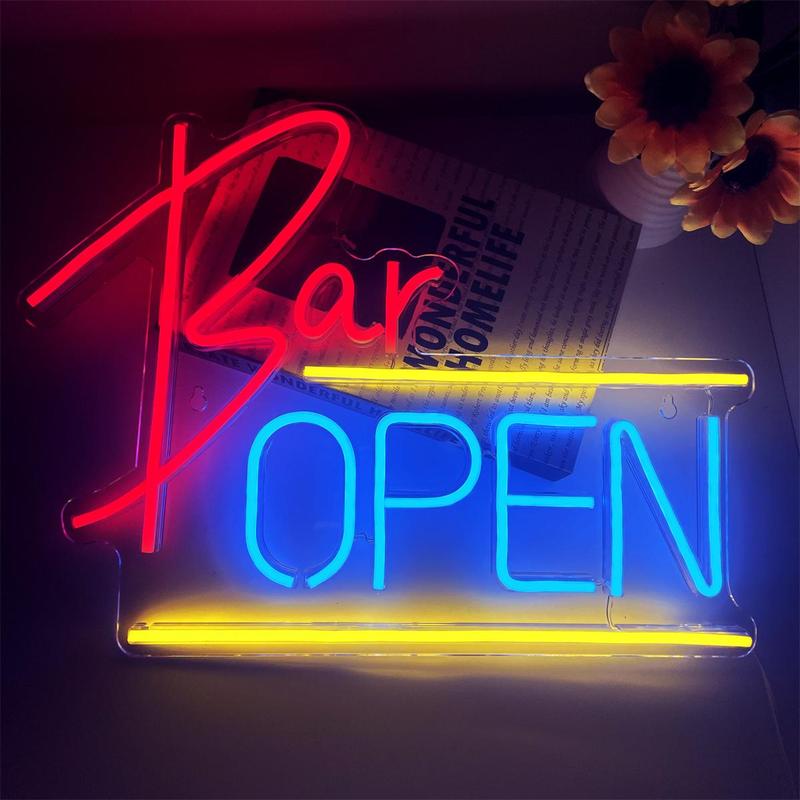 Product Introduction of Bar Open Neon Sign, LED Sign Wall Decoration, USB Powered Open Bar Neon Sign, Bar Shop Cafe Shop Party Club Restaurant Shop Open Sign, Bar Light Decoration Gift 2