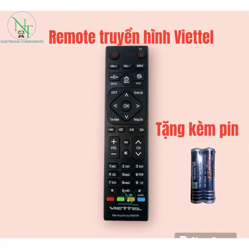Remote điều khiển đầu thu truyền hình Viettel internet . Đồ bấm truyền hình Viettel . Tặng kèm pin sử dụng Điều Khiển Tivi