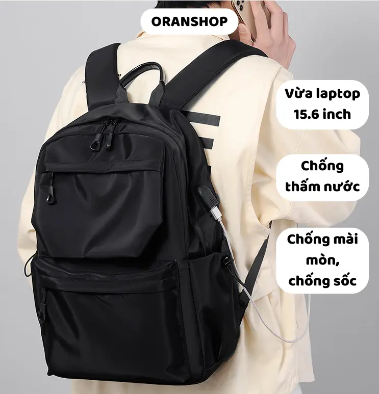 Balo đi học, balo laptop 15,6 inch, chống nước, nam nữ BL 34