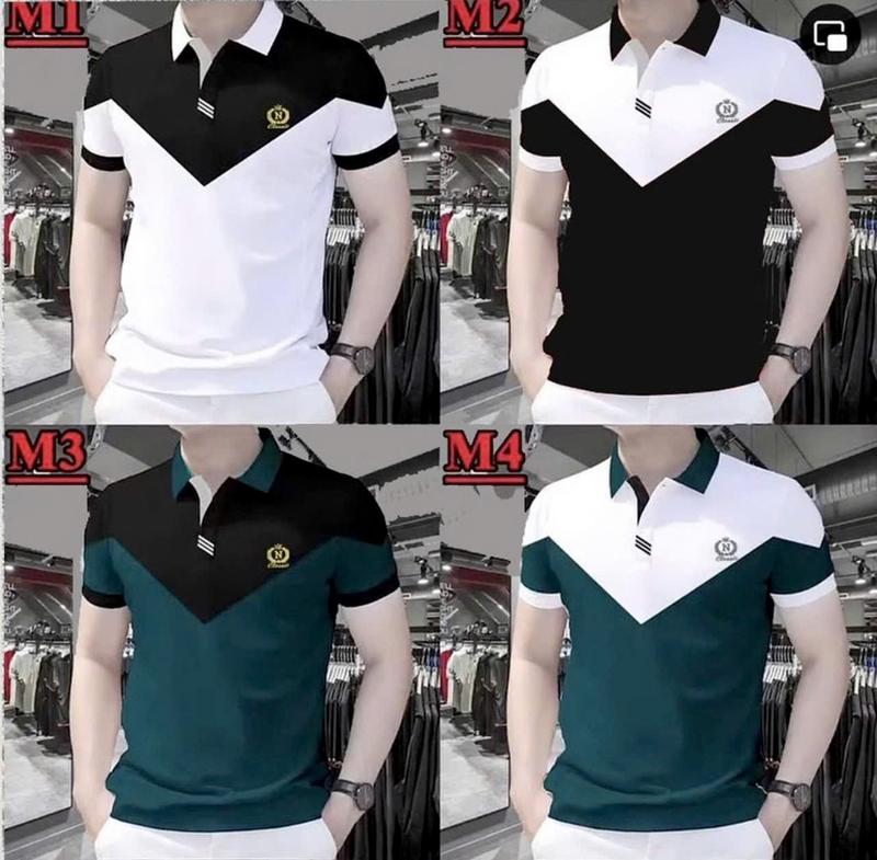  Áo Polo Nam Cổ Bẻ Logo Thêu Mix 2 Màu Trẻ Trung Sang Trọng Chất Vải Thoáng Mát - AHMENS CN4 - Menswear Có Cổ Ngắn Tay Shirt 