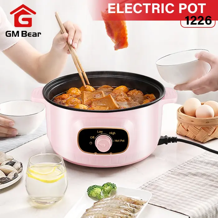 [COD] GM Bear Panci Listrik Serbaguna 22cm-Multifunction Electric Cooking Pot 1226 1