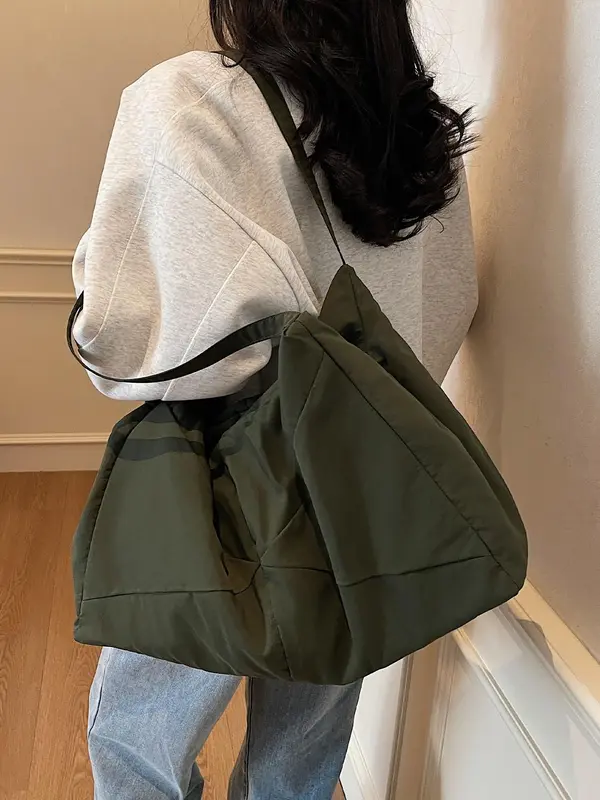 Women's Solid Color Shoulder Bag, Large Capacity Crossbody Bag for Work & School, Casual Trendy Versatile High-quality Daily Commuting Bag, Girl Fashionable Shopping Bag 6