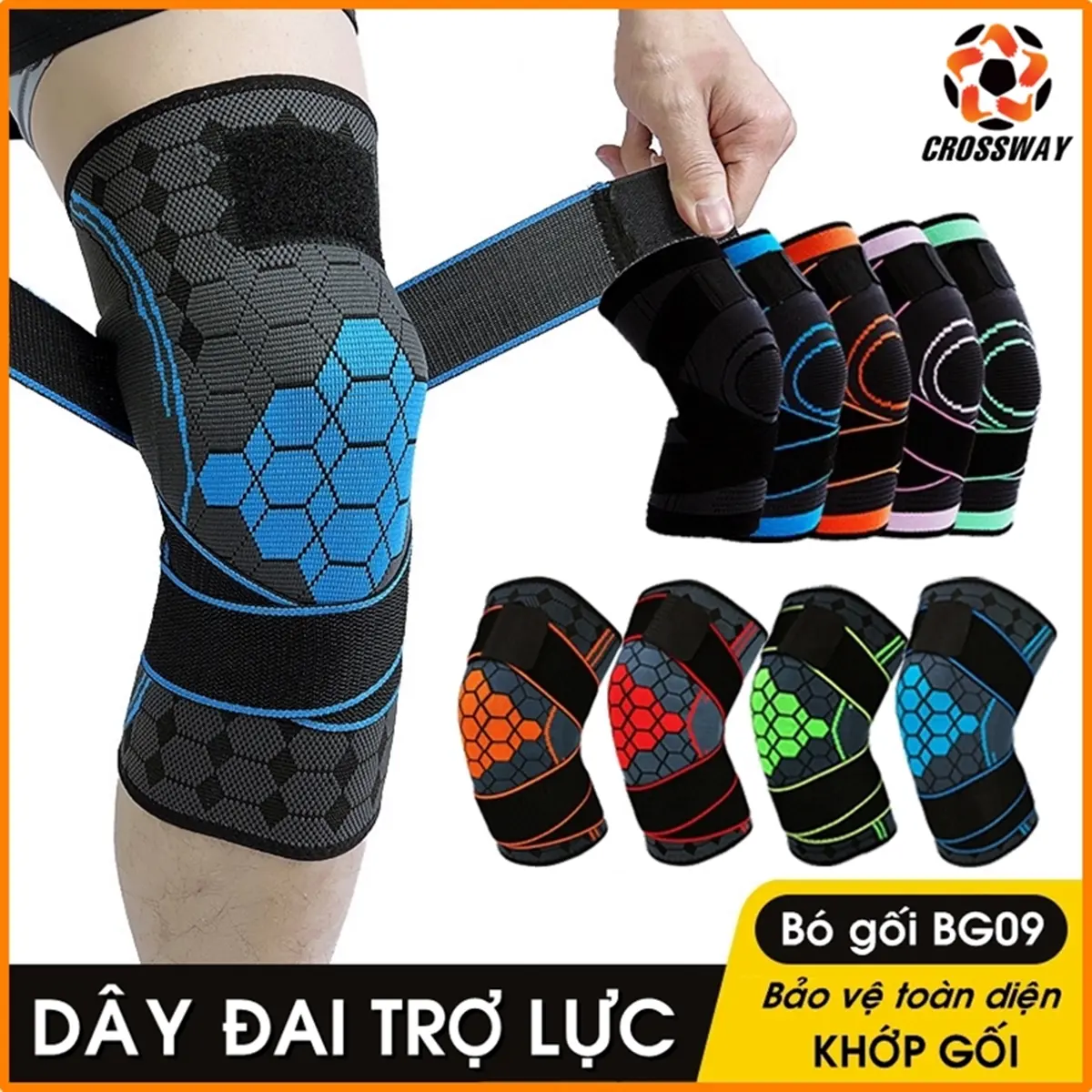 (01 ĐÔI) Bó Gối Thể Thao Bảo Vệ Đầu Gối Tránh Chấn Thương Khớp Băng Quấn Xỏ Gối Chơi Bóng Đá Tennis Cầu Lông Bóng Chuyền Chạy Bộ Gym Chạy Bộ Đạp Xe Pickleball