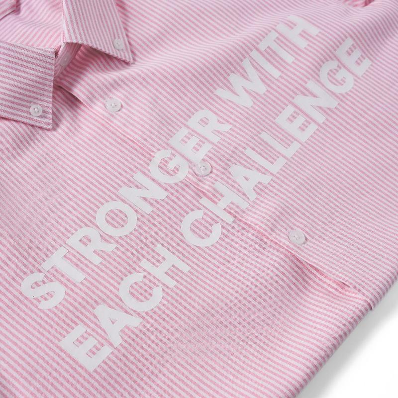 Áo Sơ Mi Oxford Nam Tay Dài Sọc Hồng Stronger With Each Challenge Form Regular SMID0289 6