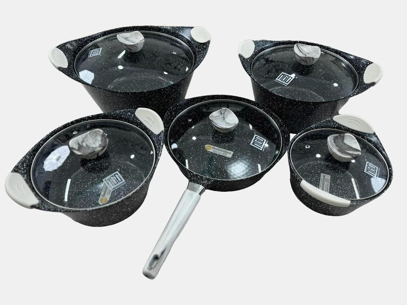 Bộ Nồi MGC ( germany ) 5 món ( 4 nồi + 1 chảo ) ( 32 cao 16 / 28 cao 14 / 24 cao 12 / 20 cao 10  )  ( chảo 27 cao 8 ) , phủ đá granite toàn bộ sản phẩm , chống dính Granite siêu bền , siêu chống dính