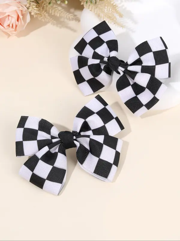 Checkerboard Pattern Bow Decor Hair Clip, Cute Hair Accessories for Girls, Minimalist Headwear Suitable for Thick Hair, Fashion Hair Accessories for Party, Daily Clothing Decor 3