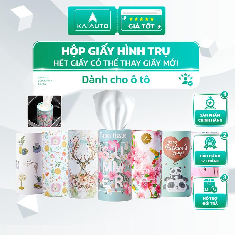 Combo 10 hộp Khăn Giấy cho Ô tô Hình trụ Khăn giấy ống Chuyên dụng Tiện lợi Sang trọng Lịch sự Gọn gàng Decor cho Ô tô - KaiAuto