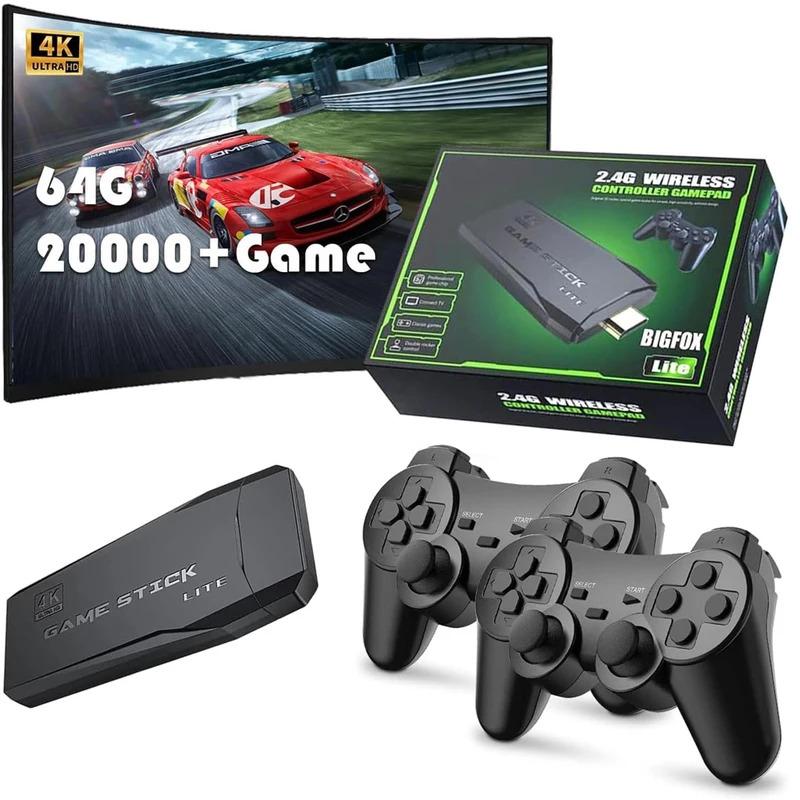 Update Retro Video Game Console 2.4G Wireless Console Game Stick 4k 20000 Game 64G Portable Dendy Game Console for GBA/FC/PS1/MD 0