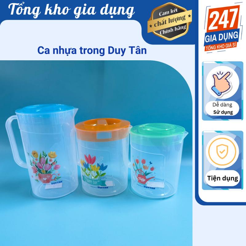 Bình nước trong suốt nhựa, ca tulip nhựa Duy Tân, có vạch chia ml - màu bất kỳ