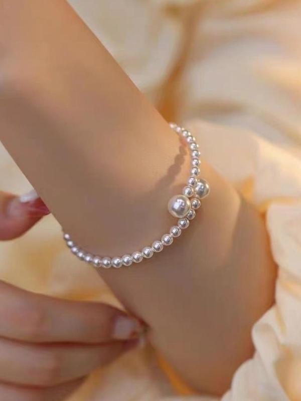 Fashionable Retro Style Bracelet, Elegant Artificial Pearl Bracelet, Open Bracelet, Women's Daily Wear Jewelry Bracelet, Perfect Gift for Daughter 2