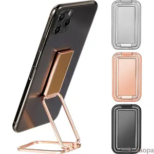 Thin and Foldable Finger Phone Holder Mount Stand Adjustable Multi-Angle 360 Rotation, Metal for DeskH