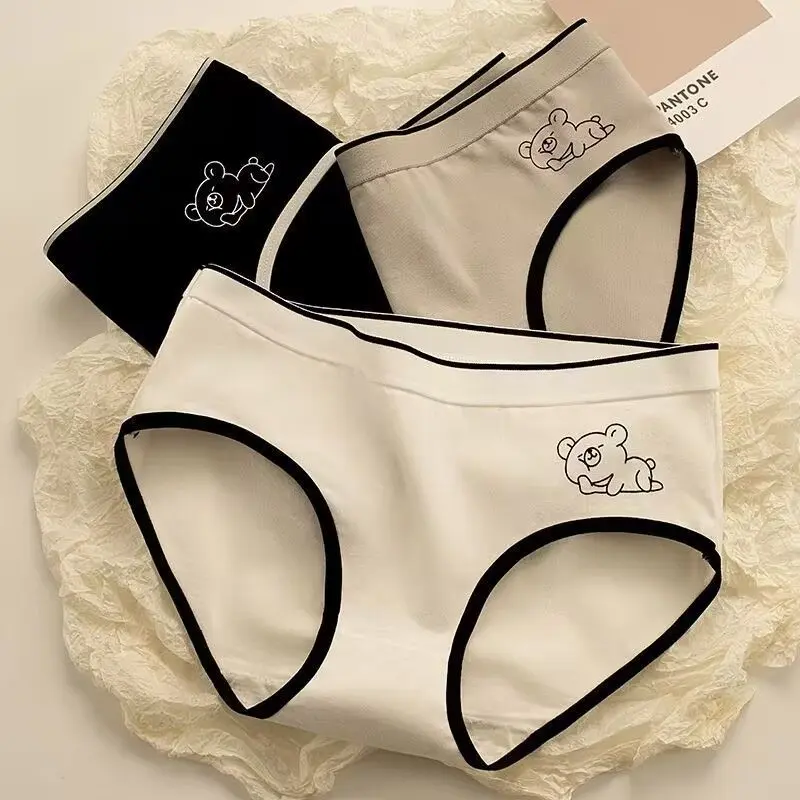 [panty for kid girls][20000 People Collection] Cotton Underwear Female Girl Student Junior High School Student Mid-Waist Breathable Girl Cotton Crotch Hip Lifting Large Size Women's Briefs[Girls' underwear]