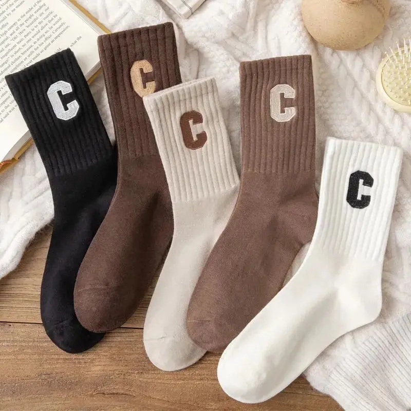 Set 10 Đôi Tất Cao Cổ Tông Nâu Họa Tiết Chữ C Cực Hot Phong Cách Hàn tt22 Menswear 4