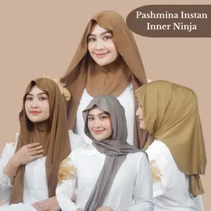 Jasminejilbab - Pashmina 2in1 Menutup Leher Muslim Oval Muslim Oval Panjang Kerudung Instan Syari