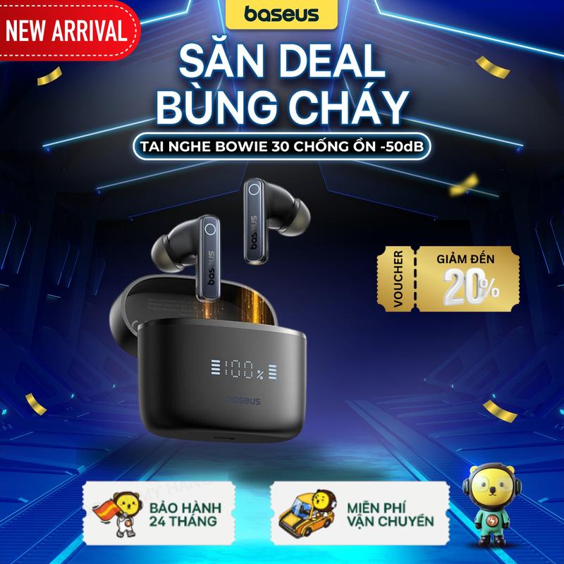 【SẢN PHẨM MỚI Tai Nghe Nhét Tai Không Dây Baseus Bowie 30 ANC -50dB Tai nghe Bluetooth Nghe Nhạc Khử tiếng ồn chủ động (ANC) -50dB  - Earphone