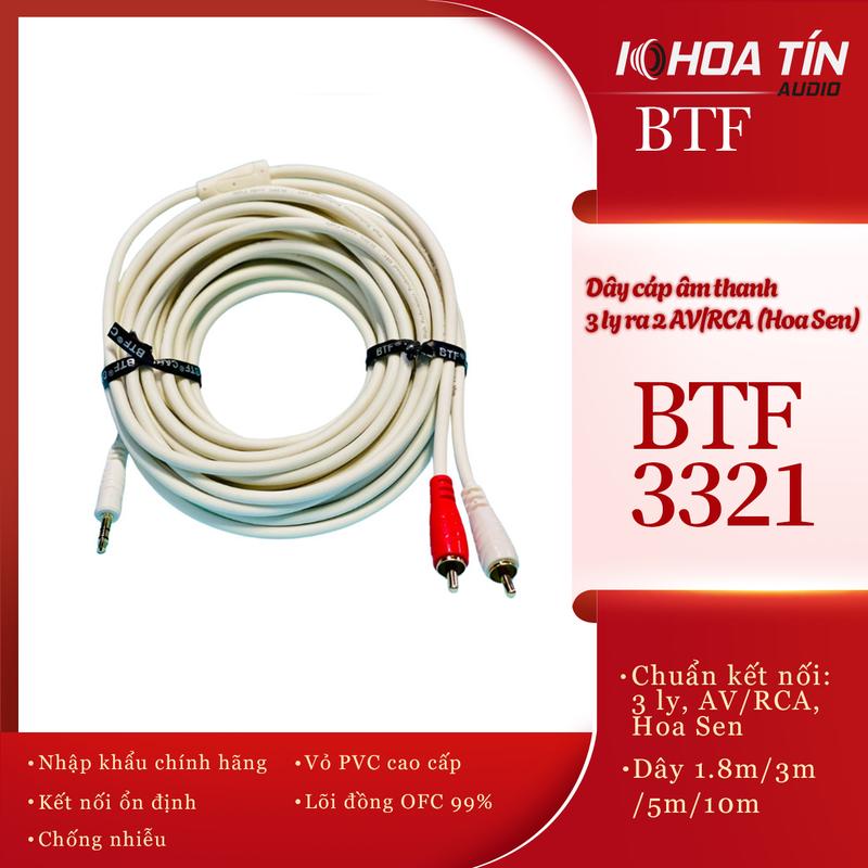 Dây Cáp Audio BTF 3.5mm Ra 2 Đầu AV RCA Hoa Sen | Cáp Chuyển Đổi 3 Ly Ra 2 RCA | 1.5m - 1.8m - 3m - 5m - 10m