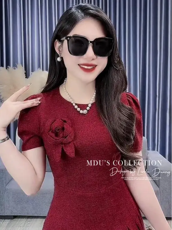 [MIỄN SHIP] MDU3791 Váy text Nhật 2 Lớp - Kiểu Dáng Cuốn Hút Sang Trọng Dành Cho Nữ Women Dress Đỏ 2