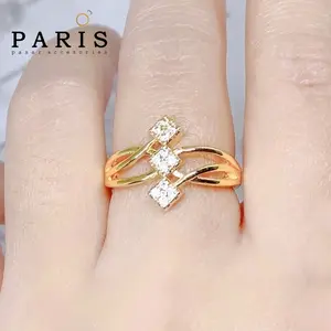 Cincin Titanium Wanita Lapis Emas Dan Permata Perhiasan Wanita Mewah Dan Kekinian 278
