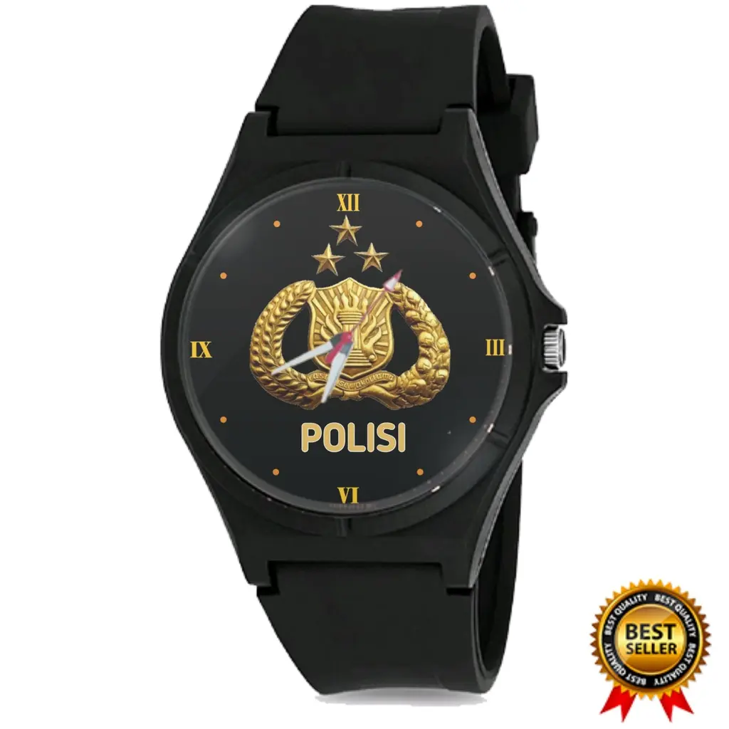 Jam Tangan POLICE POLISI INDONESIA Pria Wanita UNISEX Keren Terbaru QNQ 02 Rubber Karet  Warna Hitam Unik  Viral Aesthetic Kekinian Aksesoris Bulat Cowok Dewasa