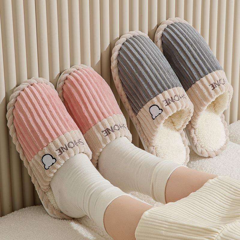 Dép bông đi trong nhà dép mùa đông nam nữ kiểu dáng Hàn Quốc siêu ấm