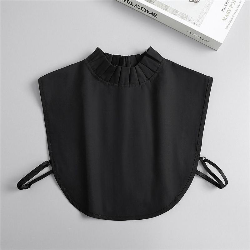 Elegant Cotton False Collar Solid Color Turtleneck Ruffled Mock Neck Sleeveless Detachable Clothes Accessory Women Ladies 1
