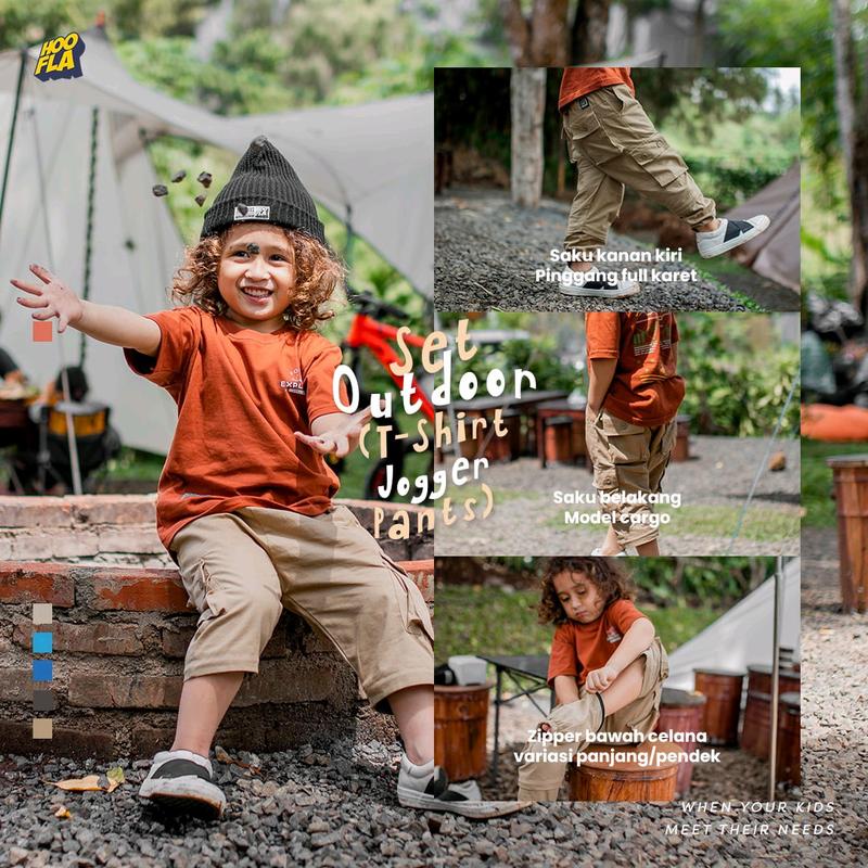 SETELAN BAJU ANAK LAKI LAKI SET OUTDOOR T-SHIRT JOGGER PANTS HOOFLA USIA 3-12 TAHUN HOOFLAKIDS Fashion Celana 8