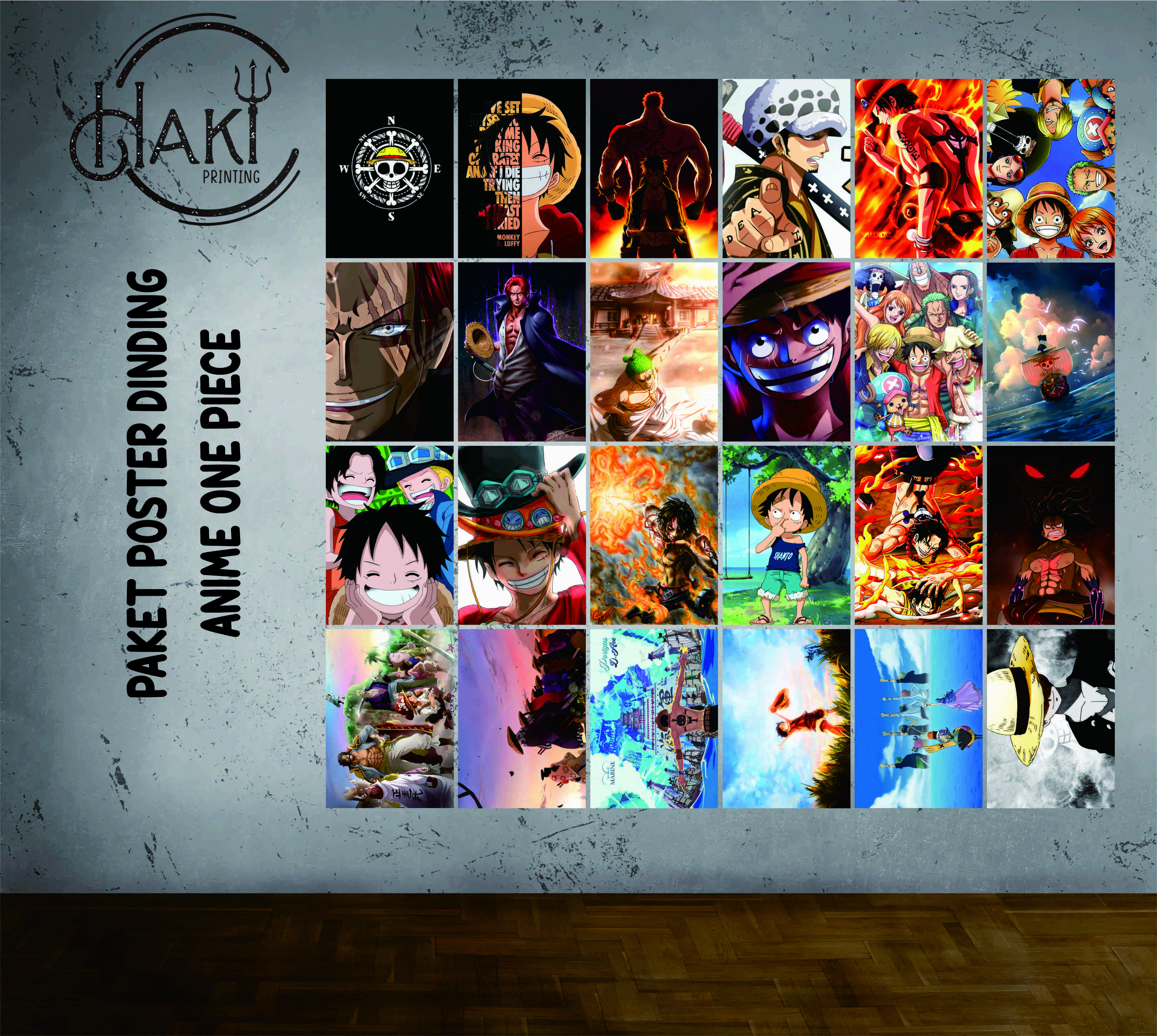 PAKET POSTER DINDING ANIME ONE PIECE (ISI 24 PCS)
