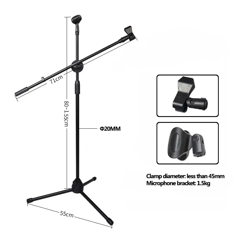 Microphone Stand PRO 360° Rotating Portable Long Stand For Microphone ...