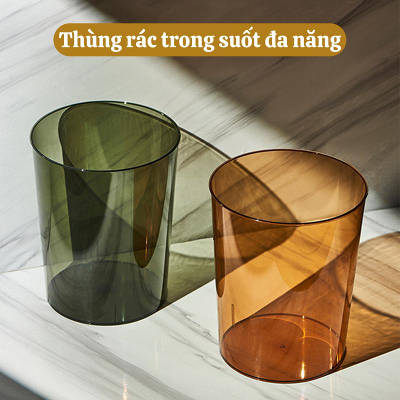 Thùng đựng rác trong suốt đơn giản sang trọng, xô trong suốt đa năng cắm hoa,…