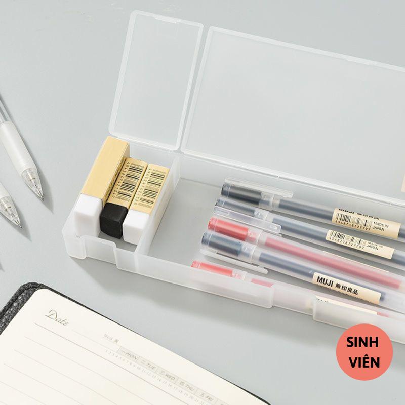 Hộp Đựng Bút Muji Nhựa Mờ Phong Cách Basic Vintage - Trạm Sinh Viên.