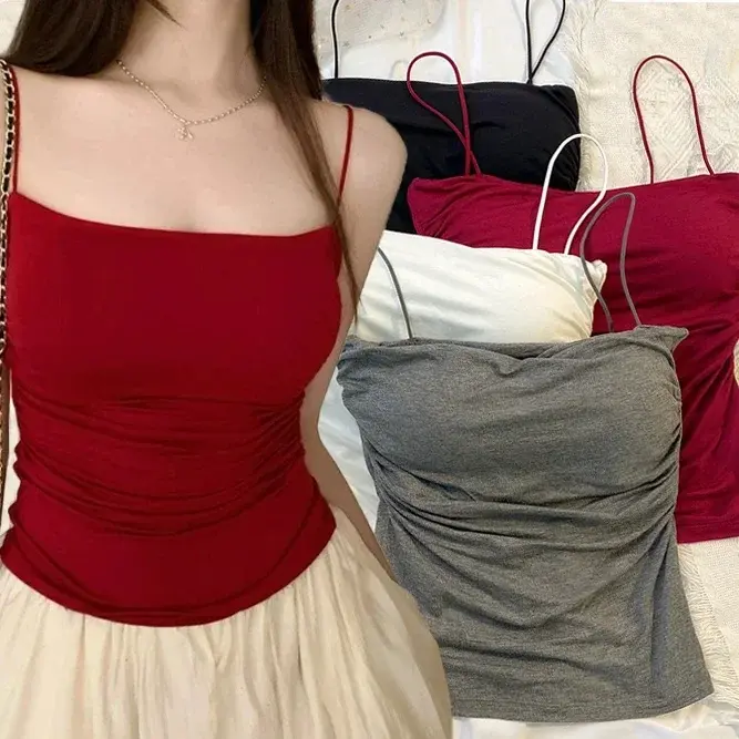 Summer Sleeveless Top Women Girls Comfortable Solid Color Underwear Breathable Cotton Thin Straps Top Fashion Accessories