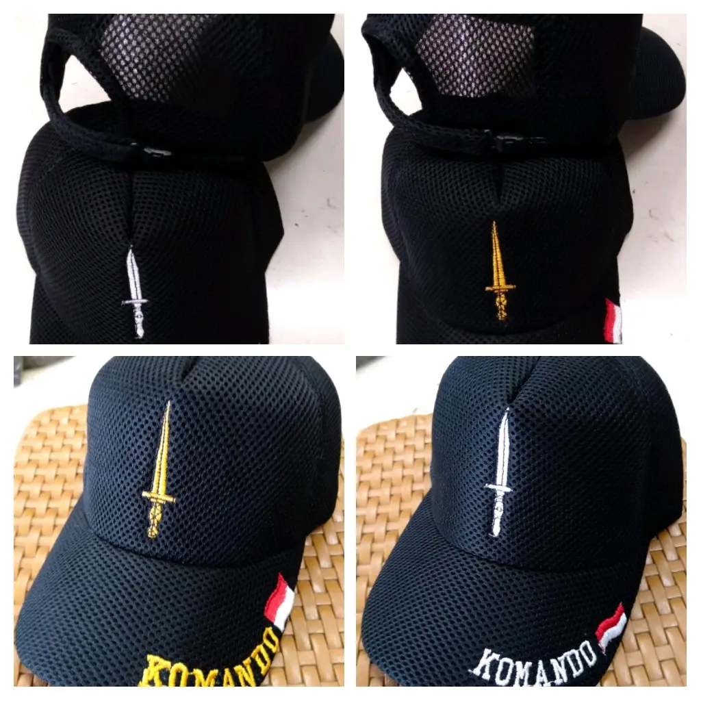 Topi Dobel Mess Komando/Topi Jaring Belati/ Topi Bisbol Dobel Mess Aksesoris Elegan cuci dengan air dingin khaki/krem kulit domba yours berwarna hitam