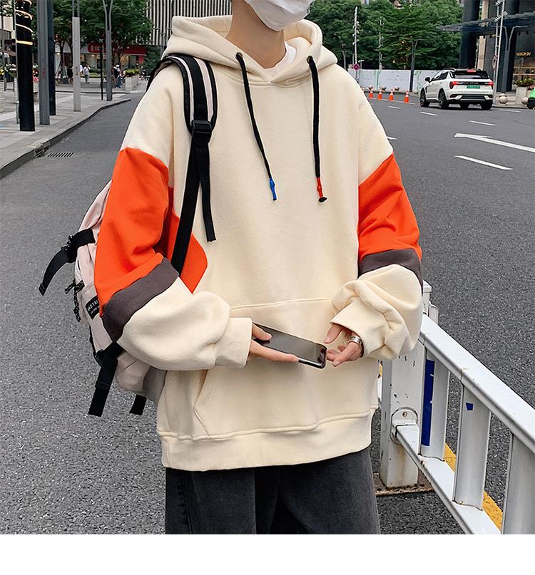 Product Introduction of Áo Hoodie Nam, Dáng Rộng, Hợp Xu hướng, Dành Cho Thanh Thiếu Niên Và Học Sinh, Màu Tương Phản, Áo Áo Chui Đầu Dài Tay, Thích Hợp Cho Các Cặp Đôi, Áo Len 3