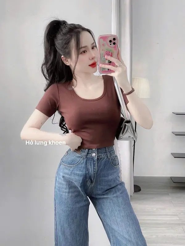 Áo kiểu tay  ngắn hở lưng phối 2 khoen thun bozip mềm có mút croptop 0060 top women 7