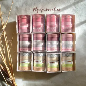 Masking Tape Set 5 Pcs/ Essential Collection Basic Pattern Isi 5/ Selotip Bahan Kertas Washi Warna Warni DIY Scrapbook Journal Kotak Box Aeshtetic
