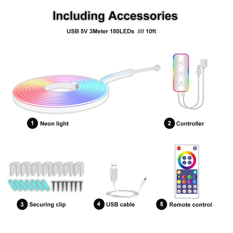 Product Introduction of Lampu Neon Flex Running RGB 3 Meter Remote Led Strip Bluetooth USB Kamar Tidur Hias lampu  running aesthetic 34