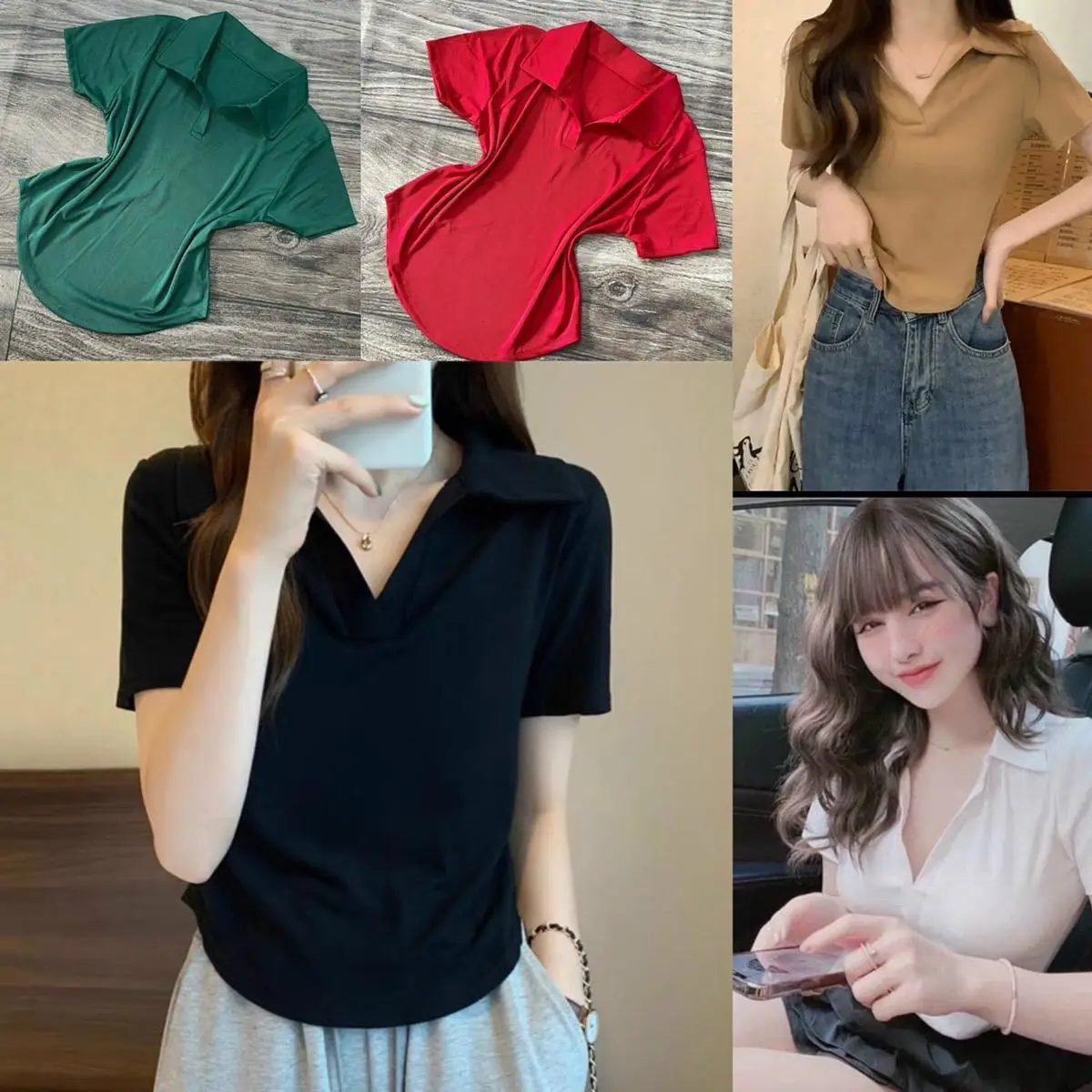 Thời Trang Bigsize Áo Thun Polo Vải Thun Tăm 50 - 100Kg Dễ Thương Top Nữ Women - B.1188