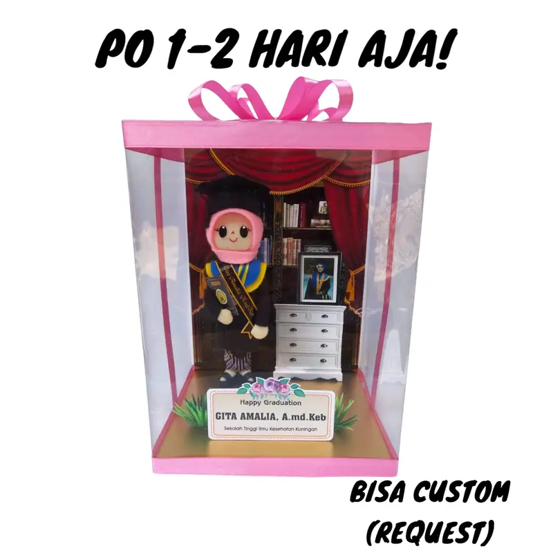 Kado Wisuda Perempuan Unik Bonekaflanelku Box Mika Sedang hadiah dolls 0