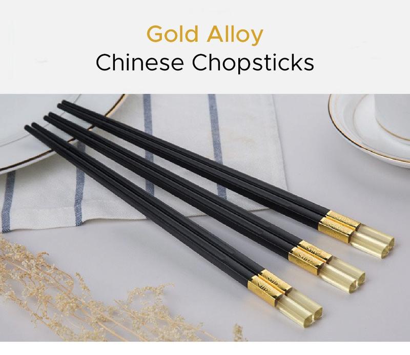 Product Introduction of Gold Alloy Chinese Chopsticks With Slip Resistant Chopstick Tip 1
