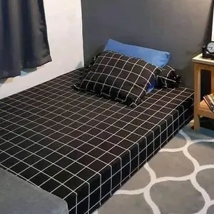 Sprei Aesthetic Motif KOTAK Homemade Monochrome Korean Style Sudut Karet