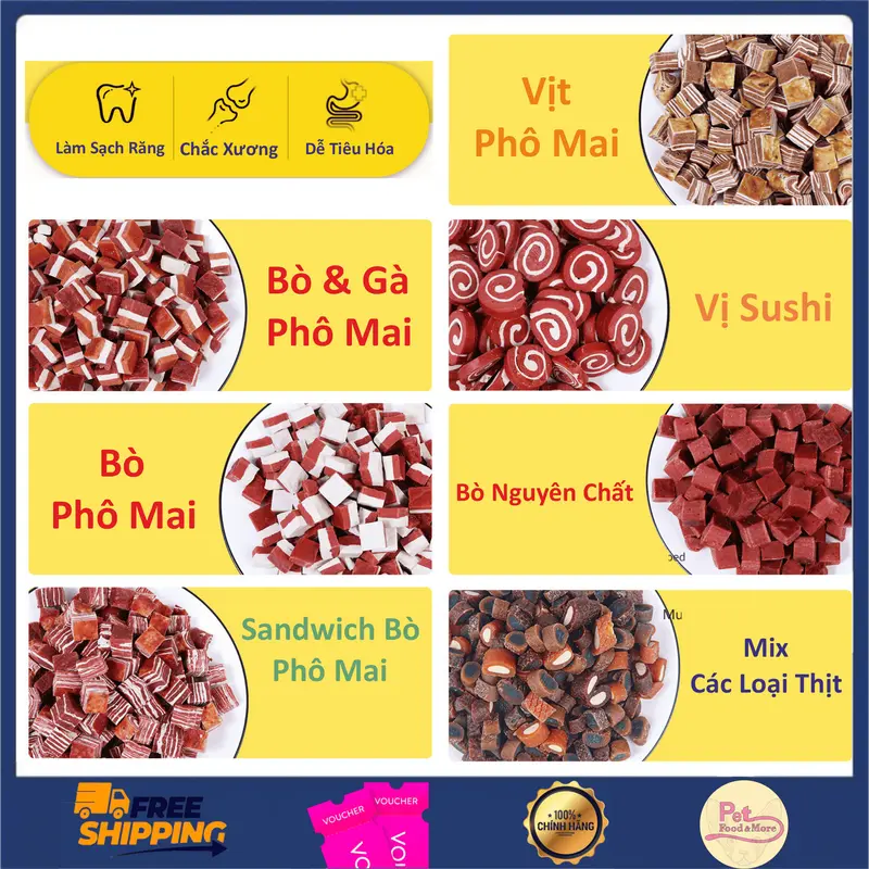 Bánh Thưởng Snack Gặm Giúp Làm Sạch Răng, Giàu Dinh Dưỡng Cho Chó Túi 100g 1