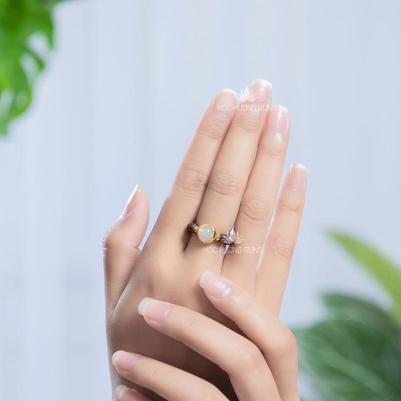 Nhẫn Trầm Hương Mix Đá Đủ Bản Mệnh ( Tặng dây Dự Phòng + Hạt Dự Phòng ) 6