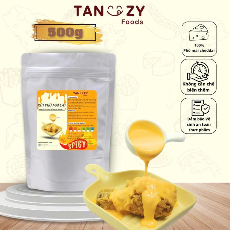 XỐT PHÔ MAI CAY Tanzy Foods 500g chấm gà rán đồ chiên mì trộn Sốt Phô Mai Cay hải sản đồ nướng BBQ