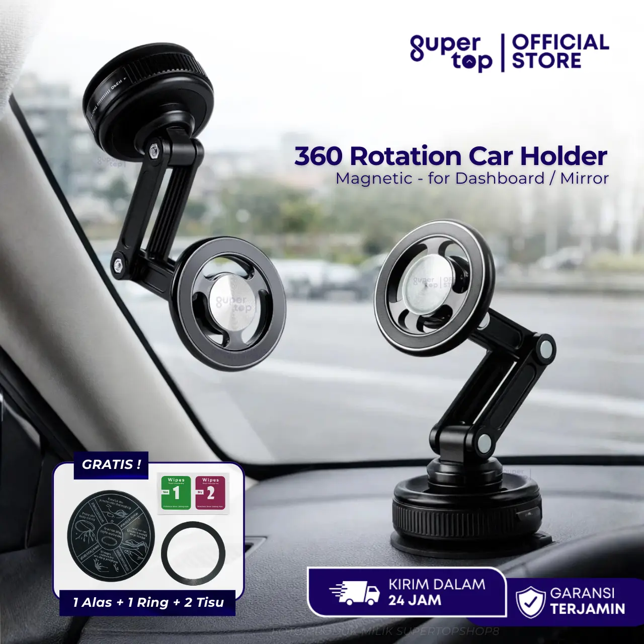 Car Holder Hp Dashboard Kaca Mobil 360 Rotasi Multifunctional Stand Phone Dudukan Handphone Mobil Magsafe