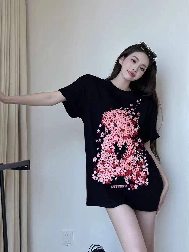 Product Introduction of Áo Thun Mùa Hè, Phong Cách Phương Tây, Chất Liệu Cotton Nguyên Chất, In Hình Gấu, Hợp Xu hướng Và Người Nổi Tiếng Trên Internet, Dành Cho Nữ, Mỏng, Dễ Thương Và Gợi Cảm, Dễ Phối Đồ, Áo Bó Sát, Phong Cách Instagram 5