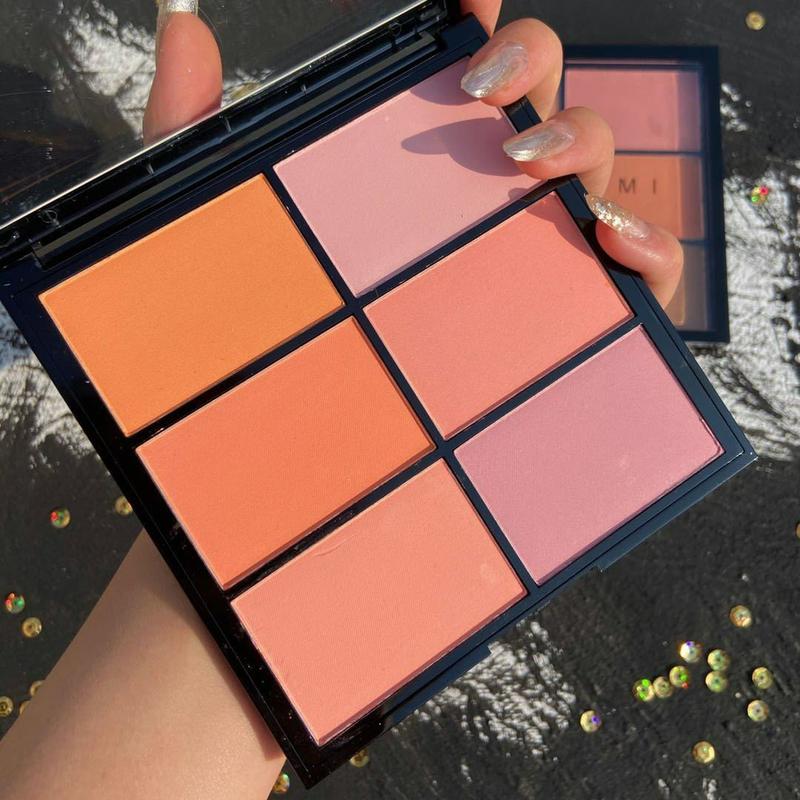 Bảng má hồng cam đào GUICAMI 6 màu Trang Điểm Phấn Má