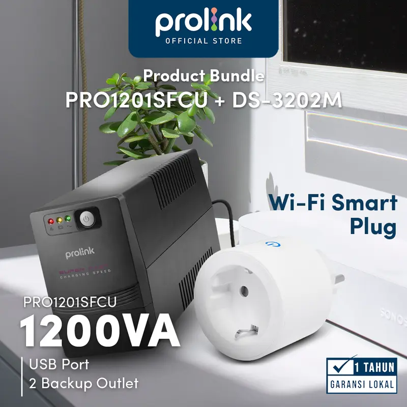 Prolink 1200VA Line Interactive UPS Super Fast Charging Universal Power Socket l USB Port 1