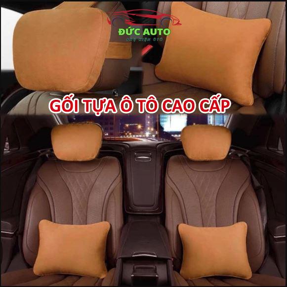 Gối Tựa Đầu Ô Tô Tựa Lưng Ô Tô Vải Da Lộn - Gối Ôm mềm êm chống đau lưng mỏi cổ T06 tua dau